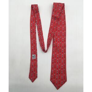 Hermes 100% Silk Red Frogs and Ladders Tie 7860 Made in France